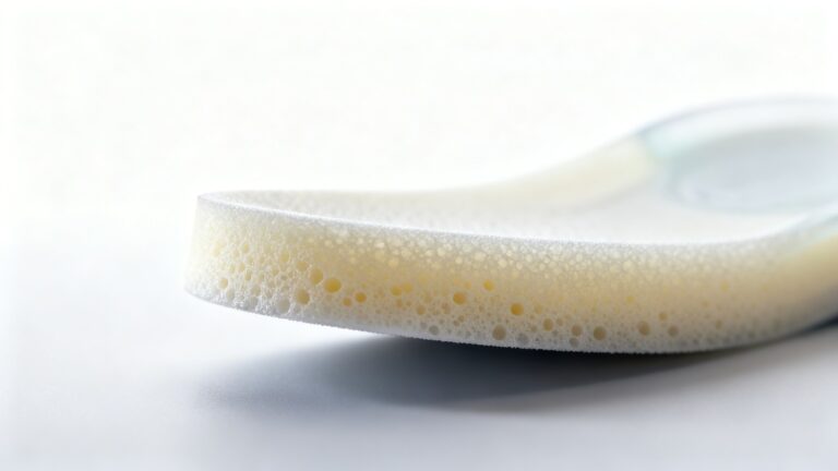 Close-up of soft memory foam insole showing cushioning texture and arch support structure