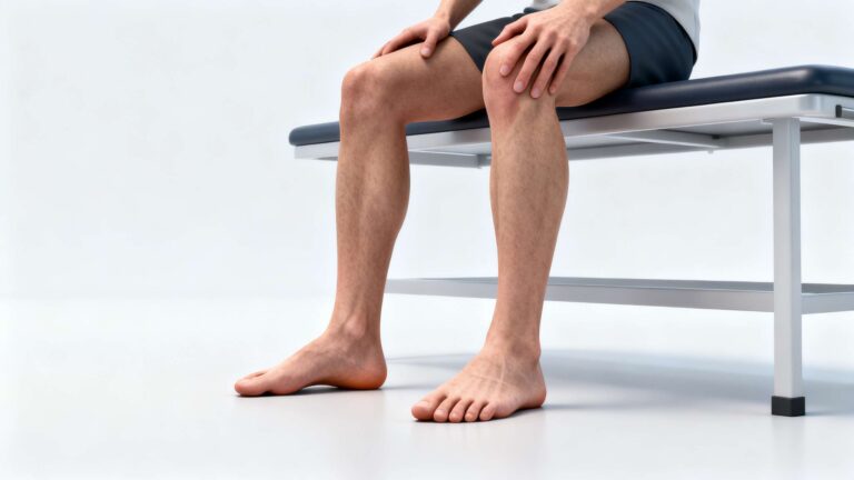 Person with flat feet experiencing knee discomfort due to arch collapse