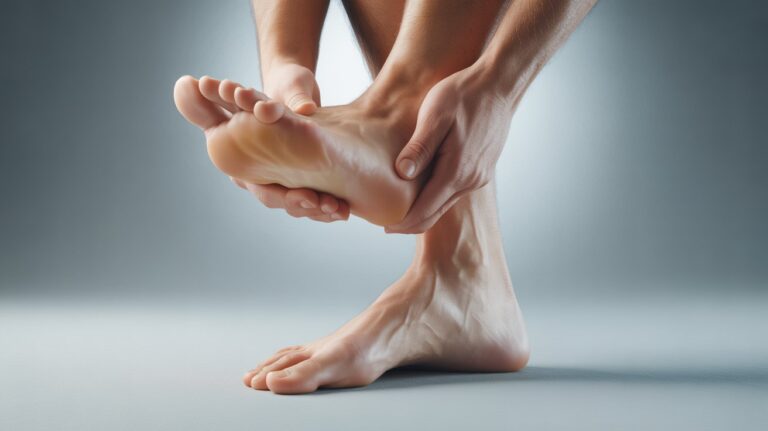 person performing flat feet exercise to strengthen arch and improve foot stability