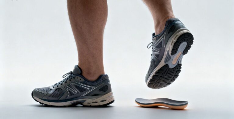 firm orthotic insole supporting flat feet under heavier body weight