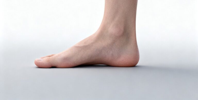 flat feet arch structure shown in a neutral standing position