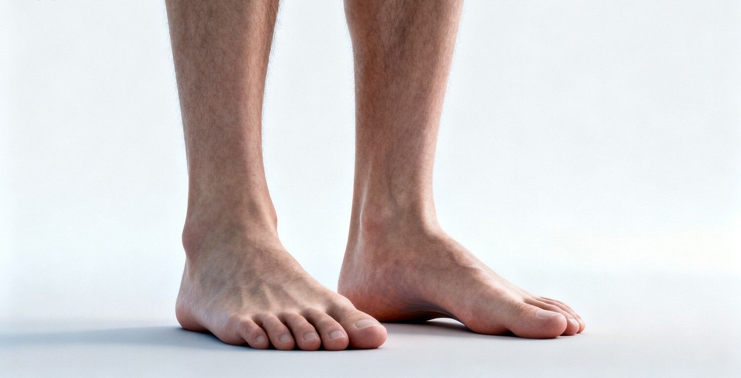 Side-by-side comparison of overpronation and supination foot alignment in a clean clinical setting
