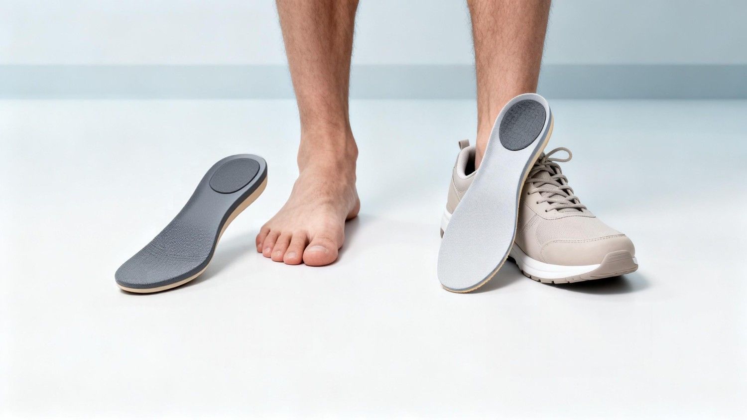 Custom orthotics and cushioned insoles comparison for flat feet support in a clinical educational setting