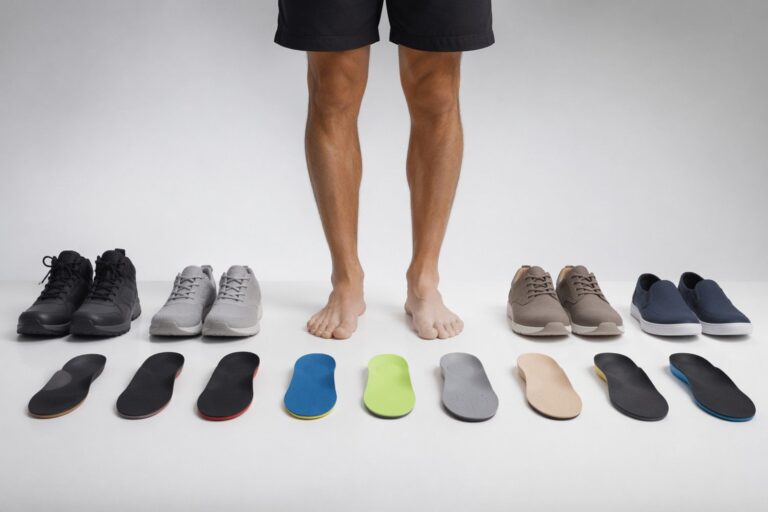 Different orthopedic insoles organized by foot type and daily activity in a clinical educational setting