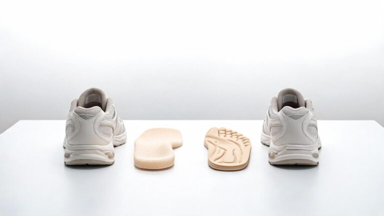 EVA and PU insoles displayed side by side in a medical educational comparison showing cushioning and durability differences.